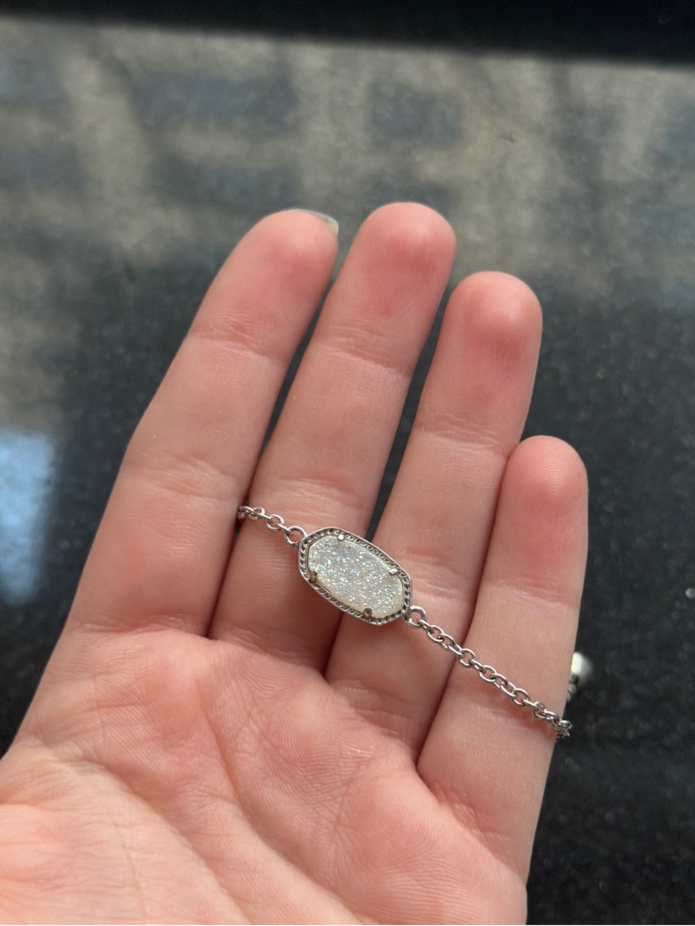 Kendra Scott Silver Sparkly White Gemstone Bracelet - Picture 3 of 4